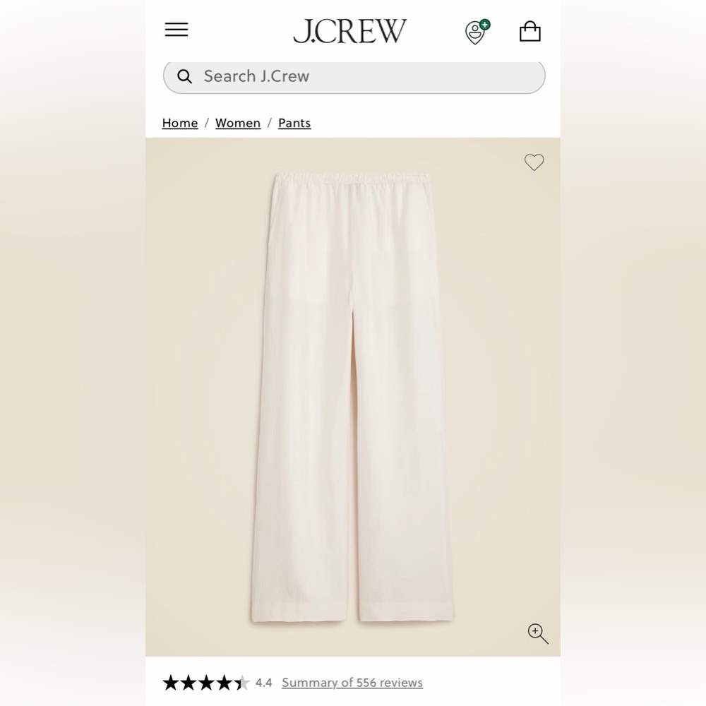 J. Crew Satin-Look Wide Leg Pants in Ivory